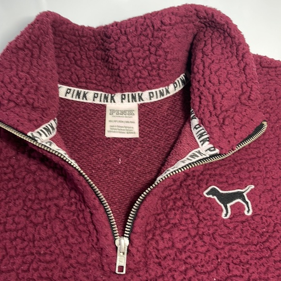 Victoria's Secret PINK Maroon Sherpa Quarter Zip - Picture 3 of 8
